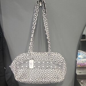 Chic Black and White Patterned Shoulder Bag